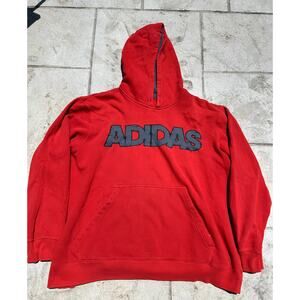 Vintage Adidas Big Logo Red Hoodie - Good Condition